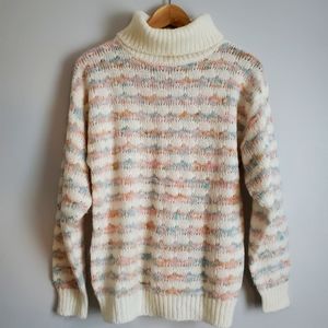 Vintage Pastel Stripe Knit Turtleneck Sweater